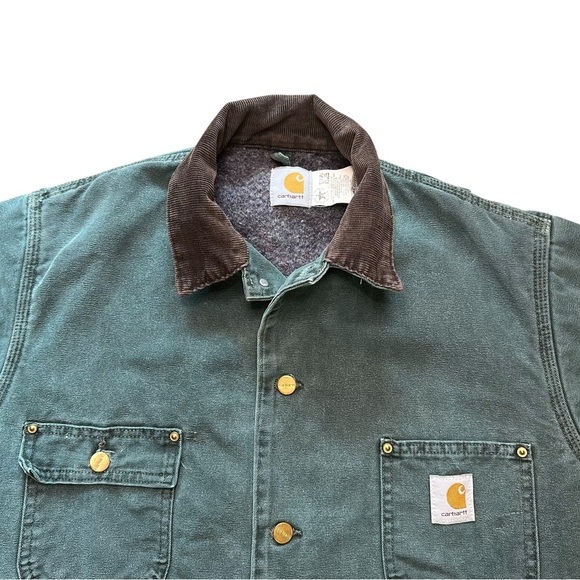 Vintage Men’s Carhartt Chore Coat C02 Moss Green Blanket Lined Made in USA Sz M - Picture 11 of 14